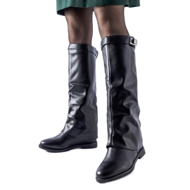 Bottes isolées noires avec coin caché Mia