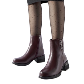 Bottines isolées bordeaux avec zircons Insignia rouge