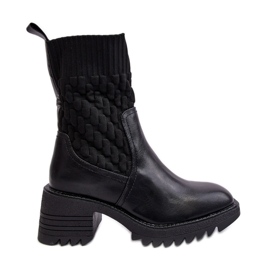Bottes Pour Femmes Sur Talons Chunky Avec Chaussette Noir Briogen le noir