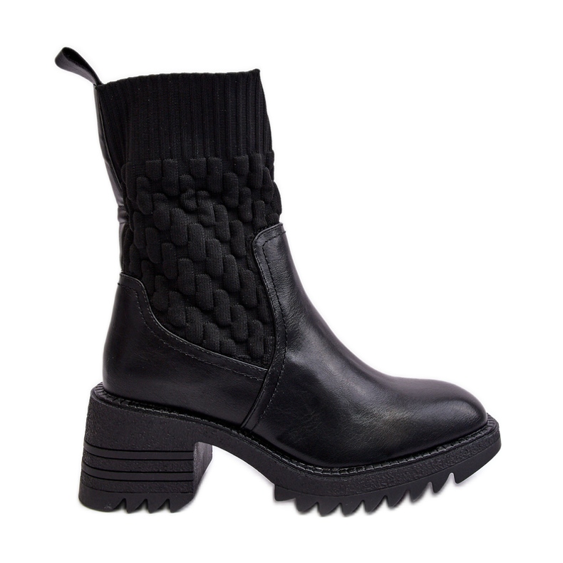Bottes Pour Femmes Sur Talons Chunky Avec Chaussette Noir Briogen le noir