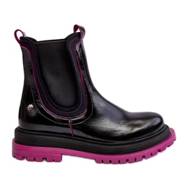Bottines Chelsea en cuir pour femmes Maciejka 06199 noir le noir