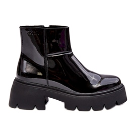 Bottes Femme En Cuir Verni GOE MM2N4058 Noir