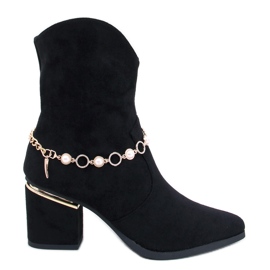 Bralin Bottines à talons hauts noires avec chaîne le noir