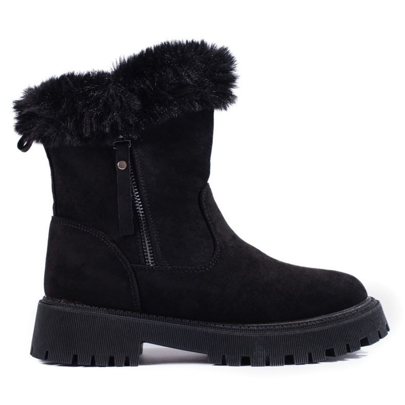 W. Potocki Bottines de neige Potocki en daim noir avec fourrure le noir