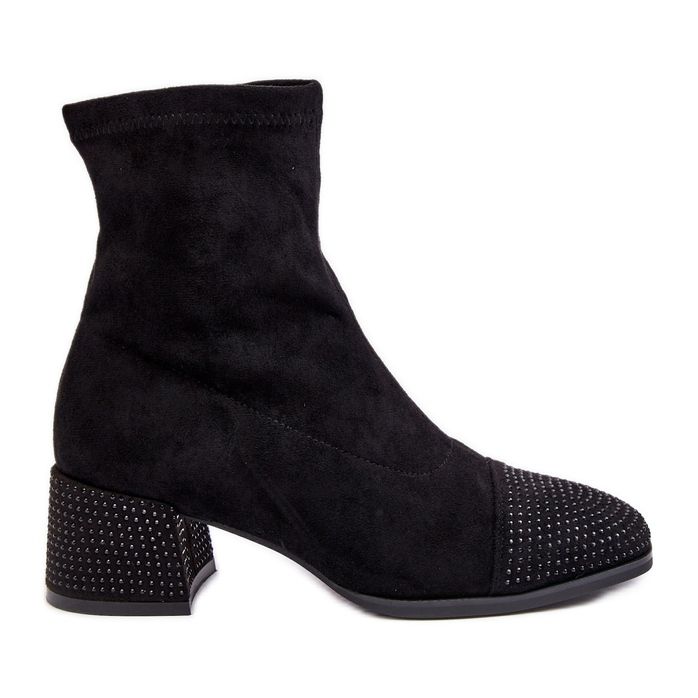 Bottines à talon bas avec décoration pour femme, Vissias noires le noir Bottines à talon bas avec décoration pour femme, Vissias noires le noir