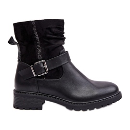 Bottines Plates À Boucle Pour Femme Noir Cillolis