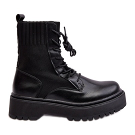 Bottines Workers Pour Femmes À Lacets Noir Dedinva le noir