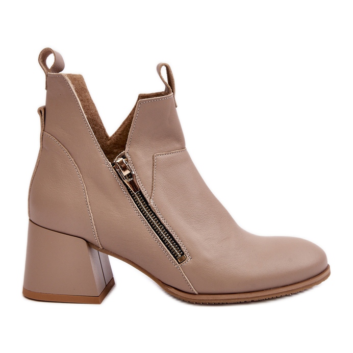Bottines Femme En Cuir à Talons Bas Avec Découpes Zazoo 850 Beige Bottines Femme En Cuir à Talons Bas Avec Découpes Zazoo 850 Beige