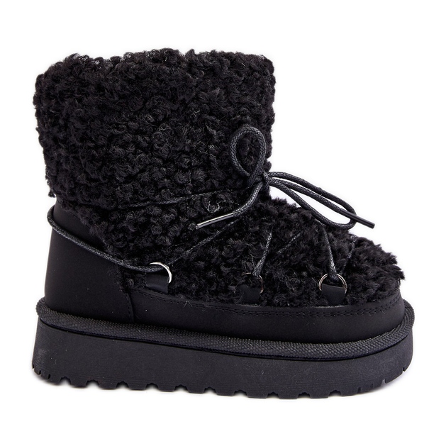 Bottes de neige chaudes pour enfants, à lacets noir, Asija le noir Bottes de neige chaudes pour enfants, à lacets noir, Asija le noir