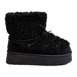 Bottes de neige à lacets et semelle épaisse pour femme, noir Loso