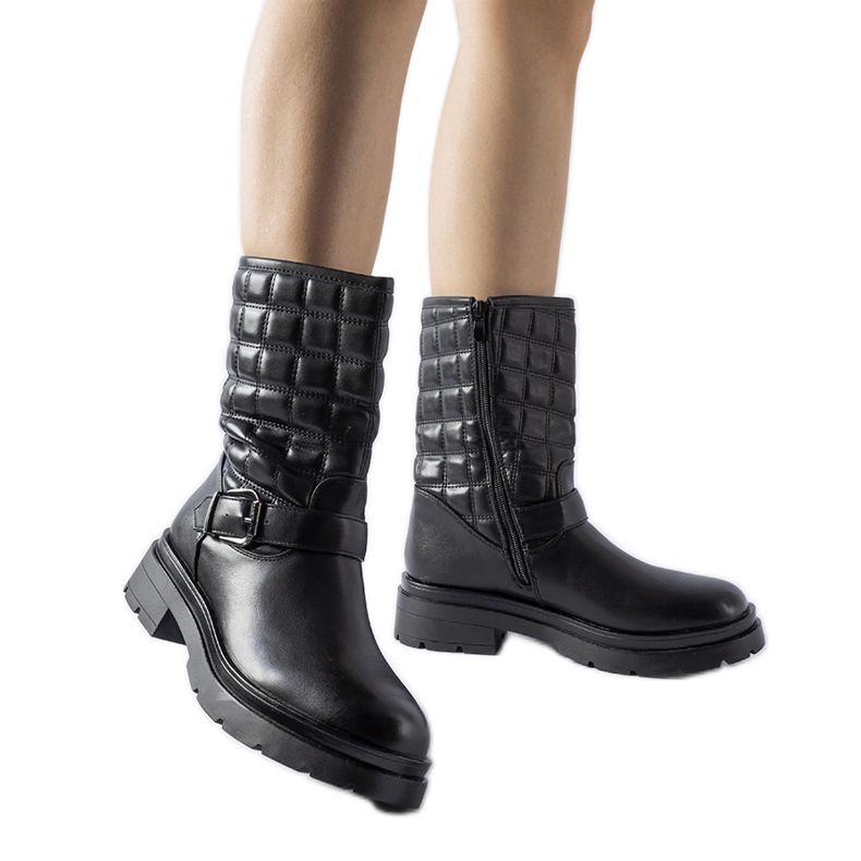 Bottines matelassées noires Bluffs le noir