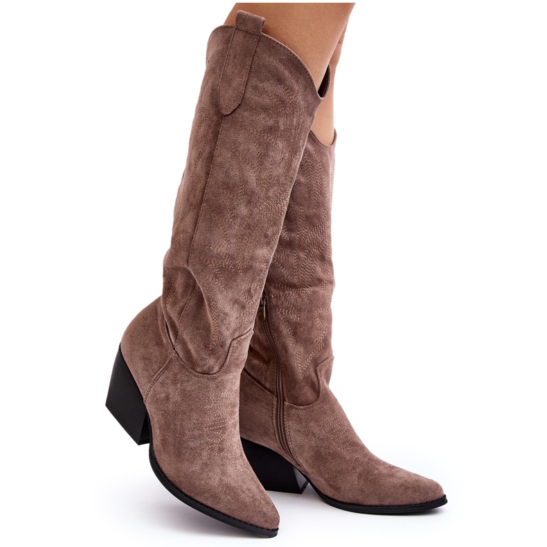 PA1 Bottes de cowboy beige foncé pour femmes par Sloana