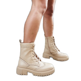 Bottines beiges ornées de surpiqûres Nicla le noir Bottines beiges ornées de surpiqûres Nicla le noir