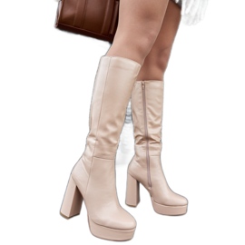Bottes beiges avec plateforme et talon de Zoccorino