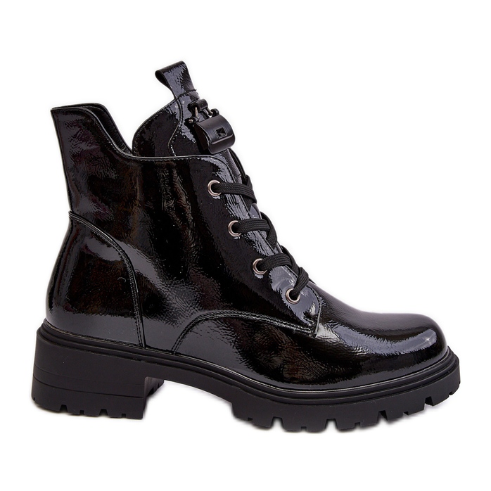 Bottes vernies pour femmes avec fermeture éclair S.Barski HY93-91 Noir le noir