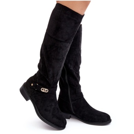 Bottines isolées en daim à talons plats S.Barski HY07-31 Noir