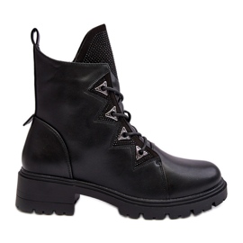 Bottes Isolées En Cuir Avec Strass Noir Gwen S.Barski HY93-52A