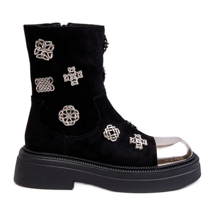S.Barski Bottines isolées en daim avec décorations D&amp;A MR870-14 Noir le noir