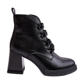 S.Barski Bottes à lacets à talons hauts pour femmes D&amp;A CR8120 Noir