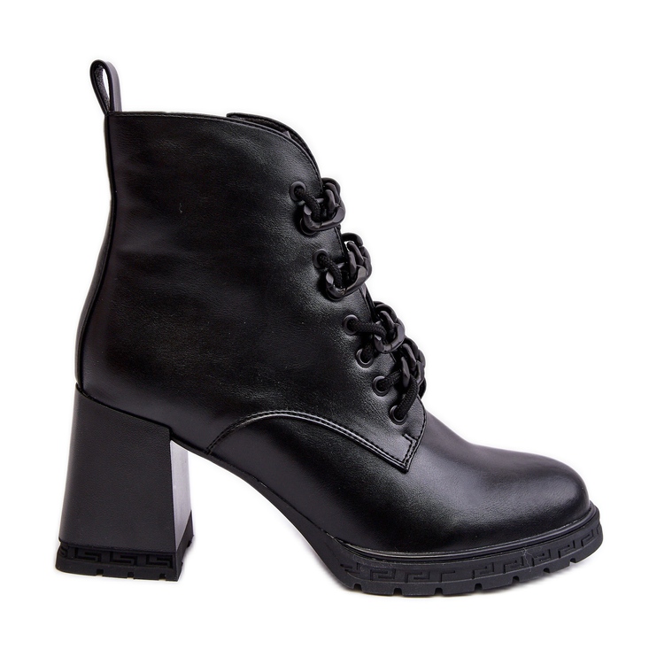 S.Barski Bottes à lacets à talons hauts pour femmes D&amp;A CR8120 Noir le noir