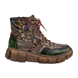 Bottes en Cuir à Motifs pour Femmes Maciejka 06145-24 Olive vert