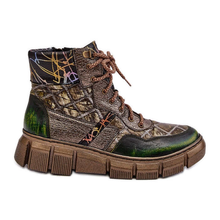 Bottes en Cuir à Motifs pour Femmes Maciejka 06145-24 Olive vert