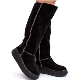 Bottes Femme En Daim Sur Plateforme Massive Maciejka 06312-01 Noir le noir