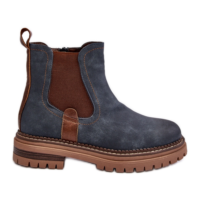 Bottines Chelsea isolées à talons plats pour femme, bleu Myrine