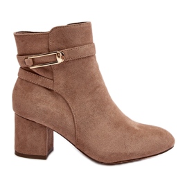 Bottines à talons bas pour femmes Beige Verice