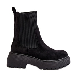 Bottines En Daim Avec Chaussette Sur Plateforme Et Talon Plat, Noir Rewam le noir