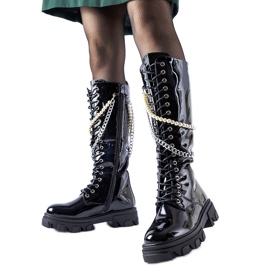 Bottines vernies noires avec perles Clarksburg