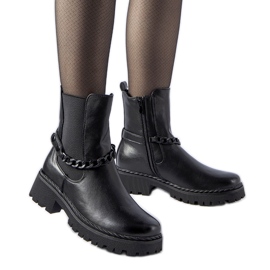 Bottines isolées noires avec chaîne Tiziano