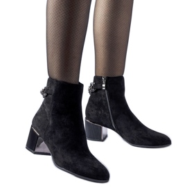 Bottines noires avec chaîne en éco-daim Fenughedu