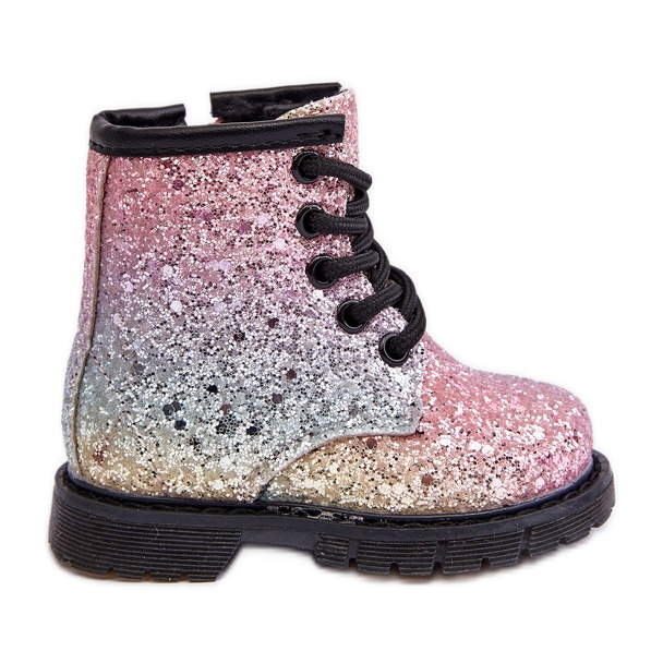 Bottes isolées à paillettes pour enfants avec fermeture éclair multicolore Saussa