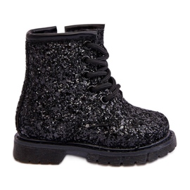 Bottines isolées à paillettes pour enfants avec fermeture éclair, noir Sassa le noir