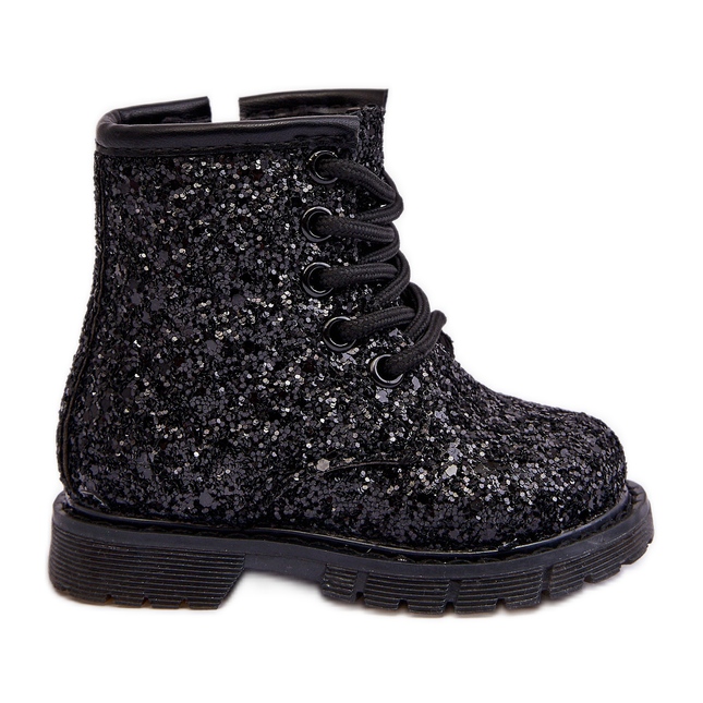 Bottines isolées à paillettes pour enfants avec fermeture éclair, noir Sassa le noir