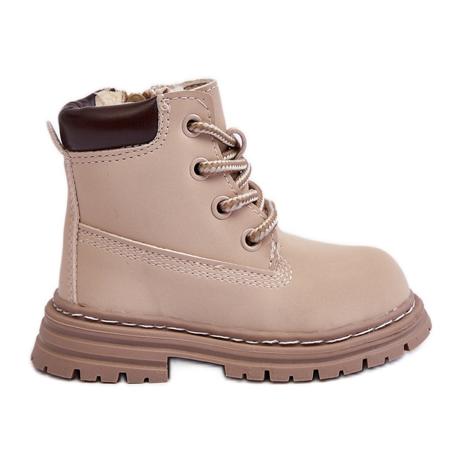 Bottines trappeur pour enfants Bansi beiges avec fermeture éclair Bottines trappeur pour enfants Bansi beiges avec fermeture éclair