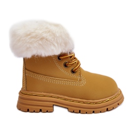 Bottines Trappeurs Enfant Zippées avec Fourrure Camel Gerande brun