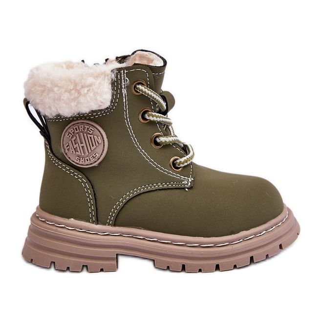 Zilelone Marialee Bottes Trapper zippées pour enfants en peau de mouton vert