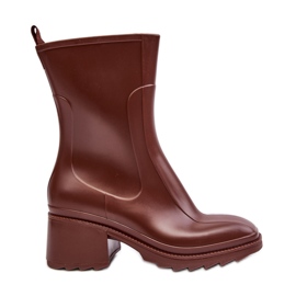 Bottes en caoutchouc mates à talons hauts pour femmes, marron Bertaida brun