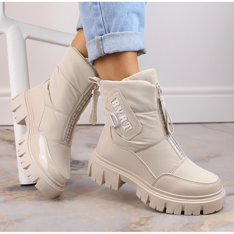 Bottes de neige isolées zippées pour femme, beige Filippo DBT4960 Bottes de neige isolées zippées pour femme, beige Filippo DBT4960