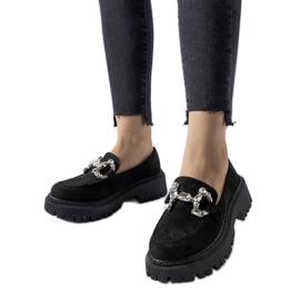Mocassins Crescenzo noirs avec strass le noir