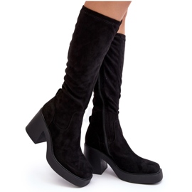 S.Barski Cuissardes pour femmes sur un talon haut massif D&amp;A SN622-10A Noir