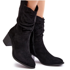 Bottes isolées pour femmes avec tige froncée sur talon haut, noir Shavy