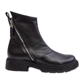 Bottines plates en cuir pour femmes Laura Messi 2620/975 Noir le noir
