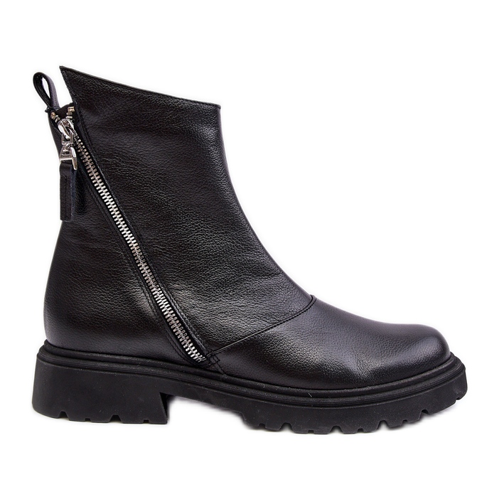 Bottines plates en cuir pour femmes Laura Messi 2620/975 Noir le noir