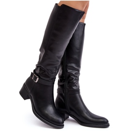 Sergio Leone Cuissardes à talons bas pour femmes noires Bafiske le noir Sergio Leone Cuissardes à talons bas pour femmes noires Bafiske le noir