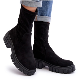 Bottes à enfiler pour travailleurs à talons plats, noir Divella