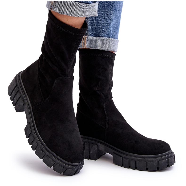 Bottes à enfiler pour travailleurs à talons plats, noir Divella le noir