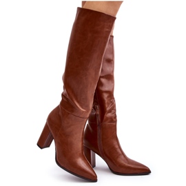 Bottes hautes femme Camel Fiminna brun